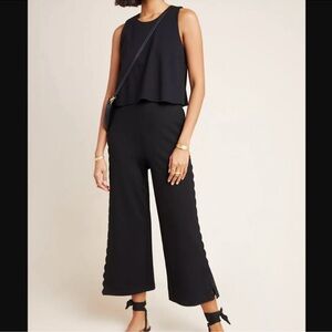 Anthropologie Freya Scalloped Jumpsuit Black Size 4